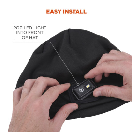 Ergodyne N-Ferno 6801 Winter Skull Cap with LED Rechargable Light - Black