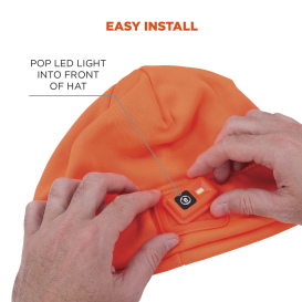 Ergodyne N-Ferno 6801 Winter Skull Cap with LED Rechargable Light - Orange
