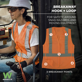 Ergodyne GloWear 8215BAW-S Type R Class 2 Women\'s Breakaway Vest - Orange
