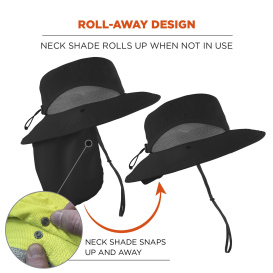 Ergodyne Chill-Its 8934 Ranger Hat with Neck Shade - Black