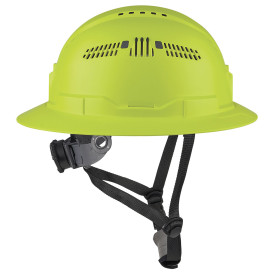 Ergodyne Skullerz 8964 Type II Class C Full Brim Safety Helmet - Ratchet Suspension - Yellow/Lime