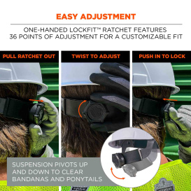Ergodyne Skullerz 8968 Full Brim Style Lightweight Vented Hard Hat - Ratchet Suspension - Lime