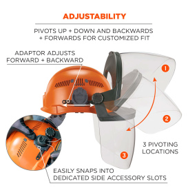 Ergodyne Skullerz 8994 Hard Hat Face Shield with Adapter for Cap Style - Clear