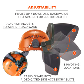 Ergodyne Skullerz 8994 Hard Hat Face Shield with Adapter for Cap Style - Smoke