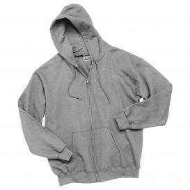 Hanes F283 Ultimate Cotton Full-Zip Hooded Sweatshirt - Light Steel ...