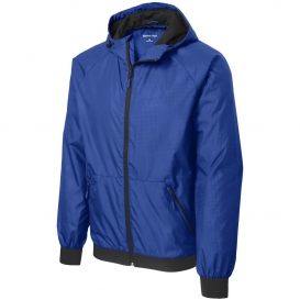 Sport-Tek JST53 Embossed Hooded Wind Jacket - True Royal/Black