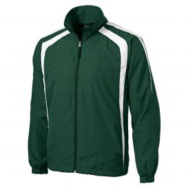 Sport-Tek JST60 Colorblock Raglan Jacket - Forest Green/White