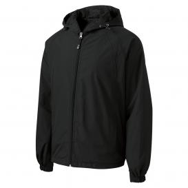 Sport-Tek JST73 Hooded Raglan Jacket - Black | Full Source