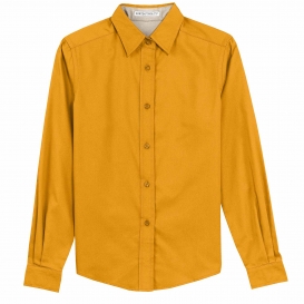 Port Authority L608 Ladies Long Sleeve Easy Care Shirt - Athletic Gold/Light Stone