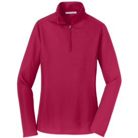 Port Authority L806 Ladies Pinpoint Mesh 1/2-Zip Pullover - Dark Fuchsia