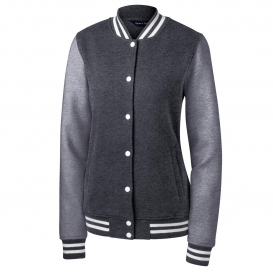 Sport-Tek LST270 Ladies Fleece Letterman Jacket - Graphite Heather/Vintage Heather