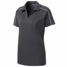 Sport-Tek LST653 Ladies Micropique Sport-Wik Piped Polo - Iron Grey/White