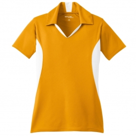 Sport-Tek LST655 Ladies Side Blocked Micropique Sport-Wick Polo Shirt - Gold/White