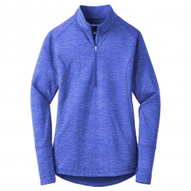Sport-Tek LST855 Ladies Sport-Wick Stretch Reflective Heather 1/2-Zip Pullover - True Royal