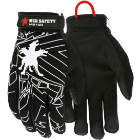 MCR Safety MB100 Mechanics Gloves - Synthetic Leather Palm & Fingers - Velcro Closure