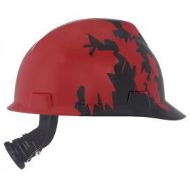 MSA 10082233 Canadian Freedom Series V-Gard Cap Style Hard Hat - Black w/ Red Maple Leaf