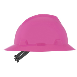 MSA 10160927 V-Gard Full Brim Hard Hat - Staz-On Suspension - Hot Pink