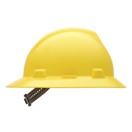 MSA 454730 V-Gard Full Brim Hard Hat - Staz-On Suspension - Yellow