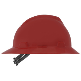 MSA 454736 V-Gard Full Brim Hard Hat - Staz-On Suspension - Red