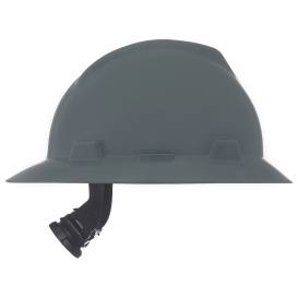 MSA 475367 V-Gard Full Brim Hard Hat - Fas-Trac Suspension - Gray