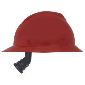 MSA 475371 V-Gard Full Brim Hard Hat - Fas-Trac Suspension - Red