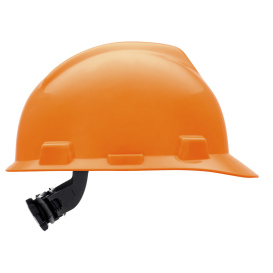 MSA 488146 V-Gard Cap Style Hard Hat - Fas-Trac III Suspension - Hi-Viz Orange