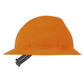 MSA 489360 V-Gard Full Brim Hard Hat - Staz-On Suspension - Hi-Viz Orange