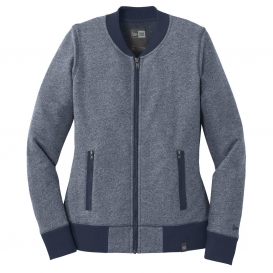 New Era LNEA503 Ladies French Terry Baseball Full-Zip - True Navy/True Navy Twist