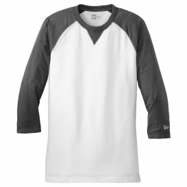 New Era NEA121 Heritage Blend 3/4-Sleeve Baseball Raglan Tee - Black Heather/White