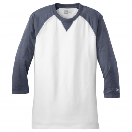 New Era NEA121 Heritage Blend 3/4-Sleeve Baseball Raglan Tee - True Navy Heather/White