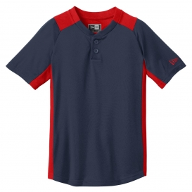 New Era YNEA221 Youth Diamond Era 2-Button Jersey - True Navy/Scarlet