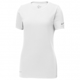Nike NKBQ5234 Ladies Dri-FIT Cotton/Poly Scoop Neck Tee - White