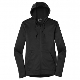 Nike NKAH6264 Ladies Therma-FIT Full-Zip Fleece Hoodie - Black