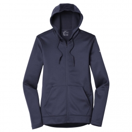Nike NKAH6264 Ladies Therma-FIT Full-Zip Fleece Hoodie - Midnight Navy
