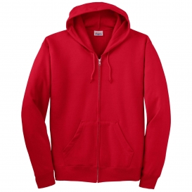 Hanes P180 EcoSmart Full-Zip Hooded Sweatshirt - Deep Red