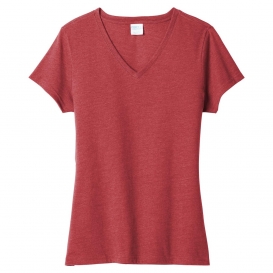 Port & Company LPC455V Ladies Fan Favorite Blend V-Neck Tee - Team Cardinal Heather