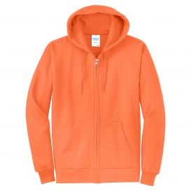 Port & Company PC78ZH Core Fleece Full-Zip Hooded Sweatshirt - Neon Orange