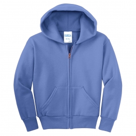 Port & Company PC78YZH Youth Core Fleece Full-Zip Hooded Sweatshirt - Carolina Blue