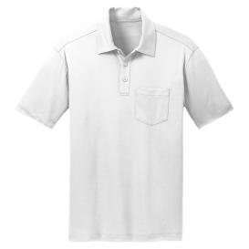 Port Authority K540P Silk Touch Performance Pocket Polo - White