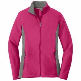 Port Authority L216 Ladies Colorblock Value Fleece Jacket - Pink Azalea/Deep Smoke