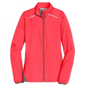 Port Authority L345 Ladies Zephyr Reflective Hit Full-Zip Jacket - Hot Coral/Grey Steel