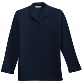 Port Authority L500LS Ladies Long Sleeve Silk Touch Polo - Navy | Full ...