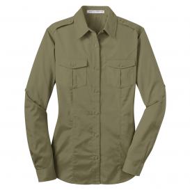Port Authority L649 Ladies Stain-Resistant Roll Sleeve Twill Shirt - Vintage Khaki