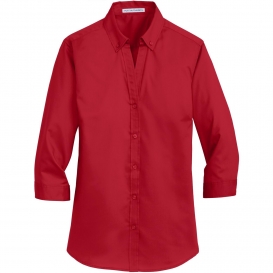 Port Authority L665 Ladies 3/4 Sleeve SuperPro Twill Shirt - Rich Red