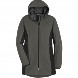 Port Authority L719 Ladies Active Hooded Soft Shell Jacket - Grey Steel ...