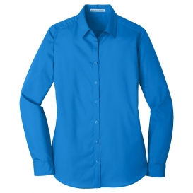 Port Authority LW100 Ladies Long Sleeve Carefree Poplin Shirt - Coastal Blue