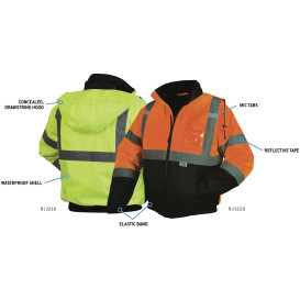 Pyramex RJ3220 Type R Class 3 Black Bottom Bomber Jacket - Orange