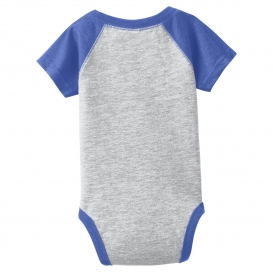 Rabbit Skins RS4430 Infant Baseball Fine Jersey Bodysuit - Vintage Heather/Vintage Royal