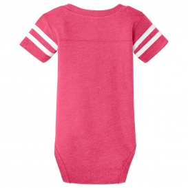Rabbit Skins RS4437 Infant Football Fine Jersey Bodysuit - Vintage Hot Pink/Blended White