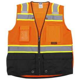 Radians SV51B-2Z Type R Class 2 Black Bottom Two-Tone Surveyor Safety Vest - Orange